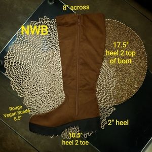 NWB Vegan Suede Knee Hi Boots